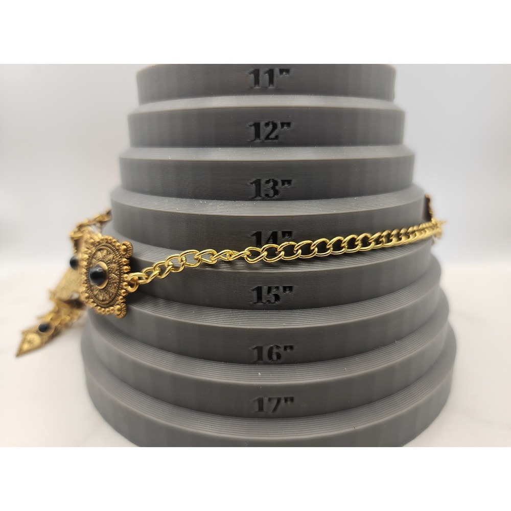 Egyptian Revival Gold Tone Choker Necklace Black Cabochon Statement Cleopatra - Picture 3 of 5